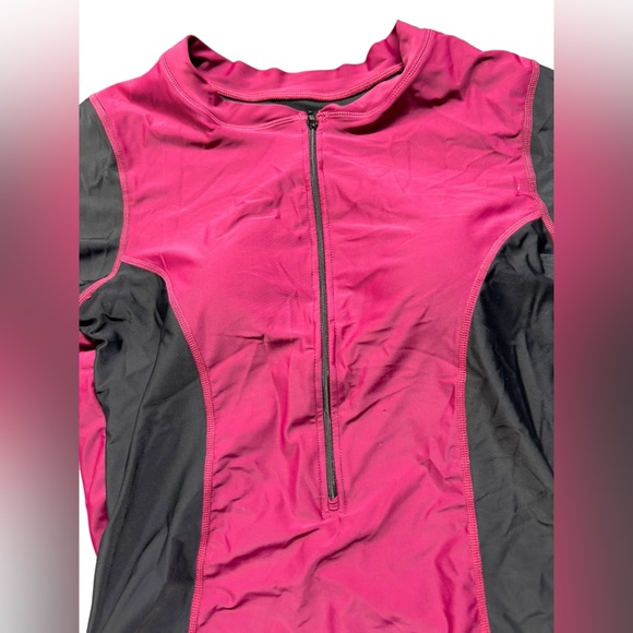 YONIQUE short sleeve one piece 1/2 zip surf suit front rashguard XL swimsuit NWT - Picture 4 of 5